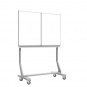 Klapp-Tafel fahrbar, Mittelfläche 150x100 cm, Flügel  75x100 cm, Stahlemaille weiß, 